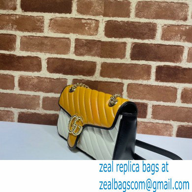 Gucci Diagonal GG Marmont Small Shoulder Bag 443497 Yellow/White/Black 2021 - Click Image to Close