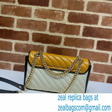 Gucci Diagonal GG Marmont Small Shoulder Bag 443497 Yellow/White/Black 2021 - Click Image to Close