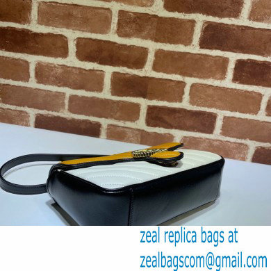 Gucci Diagonal GG Marmont Small Shoulder Bag 443497 Yellow/White/Black 2021 - Click Image to Close