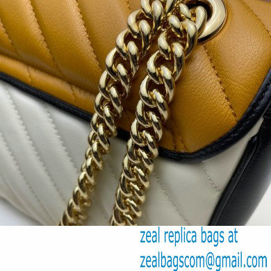 Gucci Diagonal GG Marmont Small Shoulder Bag 443497 Yellow/White/Black 2021 - Click Image to Close