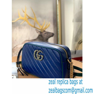 Gucci Diagonal GG Marmont Small Shoulder Bag 447632 Blue 2021