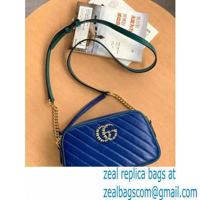 Gucci Diagonal GG Marmont Small Shoulder Bag 447632 Blue 2021