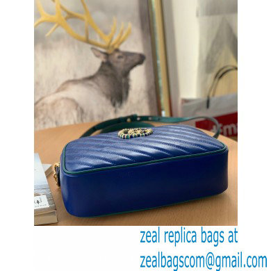 Gucci Diagonal GG Marmont Small Shoulder Bag 447632 Blue 2021