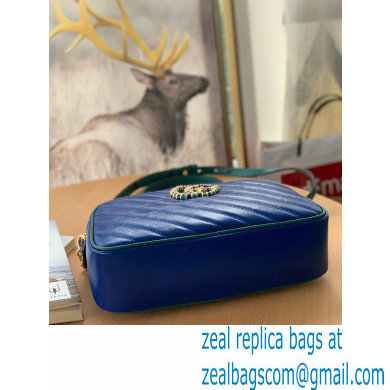 Gucci Diagonal GG Marmont Small Shoulder Bag 447632 Blue 2021 - Click Image to Close