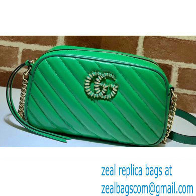 Gucci Diagonal GG Marmont Small Shoulder Bag 447632 Green 2021 - Click Image to Close