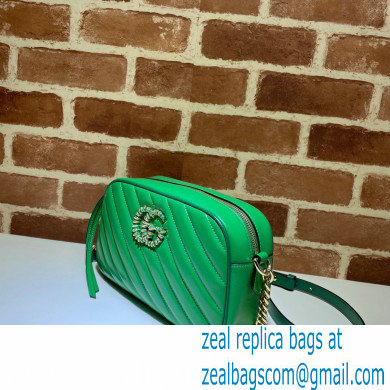 Gucci Diagonal GG Marmont Small Shoulder Bag 447632 Green 2021