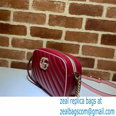 Gucci Diagonal GG Marmont Small Shoulder Bag 447632 Red/Pink 2021 - Click Image to Close