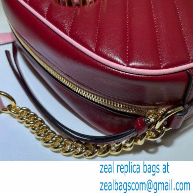 Gucci Diagonal GG Marmont Small Shoulder Bag 447632 Red/Pink 2021 - Click Image to Close