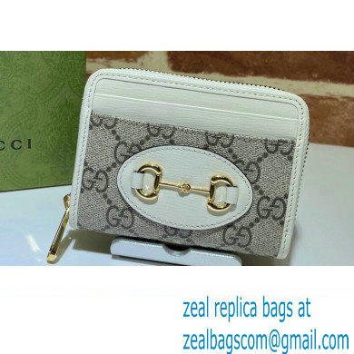 Gucci Horsebit 1955 Card Case 658549 GG Supreme Canvas White 2021 - Click Image to Close