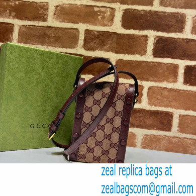 Gucci Horsebit 1955 Mini Bag 625615 GG Canvas Burgundy 2021
