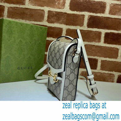 Gucci Horsebit 1955 Mini Bag 625615 GG Canvas White 2021