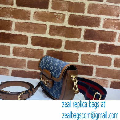 Gucci Horsebit 1955 Mini Shoulder Bag 658574 GG Denim Blue 2021 - Click Image to Close