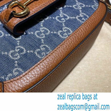 Gucci Horsebit 1955 Mini Shoulder Bag 658574 GG Denim Blue 2021