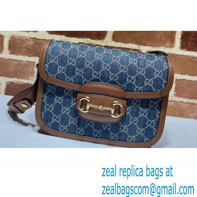 Gucci Horsebit 1955 Small Shoulder Bag 602204 GG Denim Blue 2021