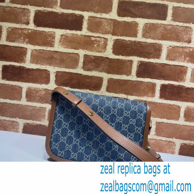 Gucci Horsebit 1955 Small Shoulder Bag 602204 GG Denim Blue 2021