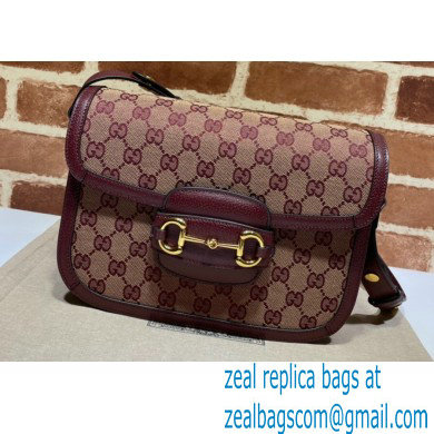 Gucci Horsebit 1955 Small Shoulder Bag 602204 GG Supreme Canvas Burgundy 2021