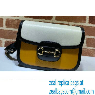 Gucci Horsebit 1955 Small Shoulder Bag 602204 Leather Orange/White/Black 2021