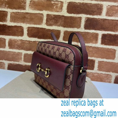 Gucci Horsebit 1955 Small Shoulder Bag 645454 GG Canvas Burgundy 2021