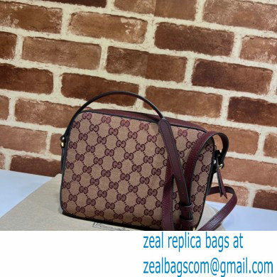 Gucci Horsebit 1955 Small Shoulder Bag 645454 GG Canvas Burgundy 2021