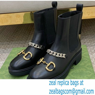 Gucci Horsebit Chelsea Boots Black with Chain 670393 2021