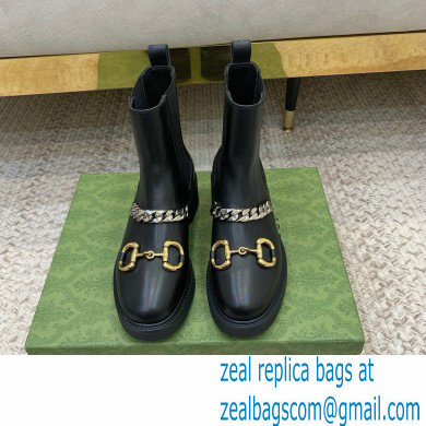 Gucci Horsebit Chelsea Boots Black with Chain 670393 2021