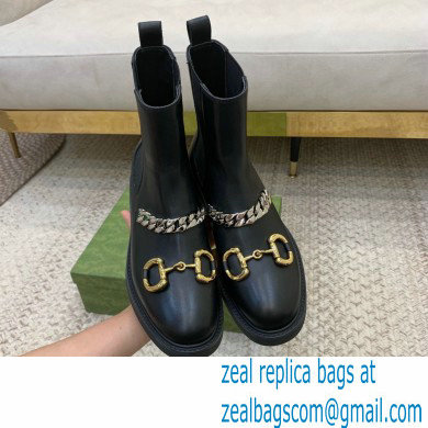 Gucci Horsebit Chelsea Boots Black with Chain 670393 2021