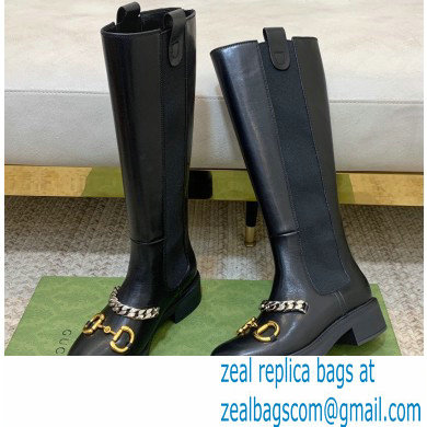 Gucci Horsebit High Boots Black with Chain 2021