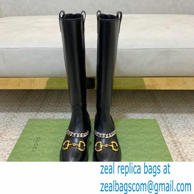 Gucci Horsebit High Boots Black with Chain 2021 - Click Image to Close
