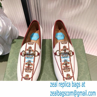 Gucci Ivory flower and crown jacquardloafers 2021