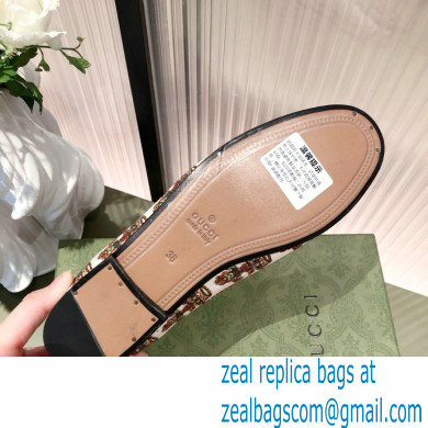 Gucci Ivory flower and crown jacquardloafers 2021