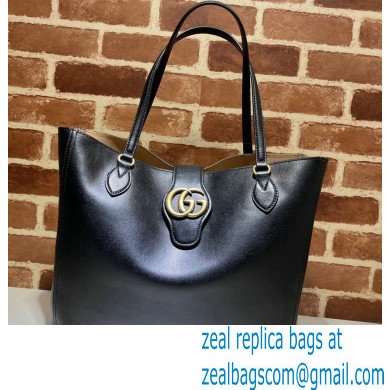 Gucci Medium Tote Bag with Double G 649577 Black 2021 - Click Image to Close