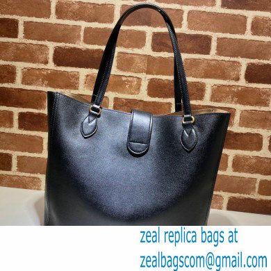 Gucci Medium Tote Bag with Double G 649577 Black 2021 - Click Image to Close