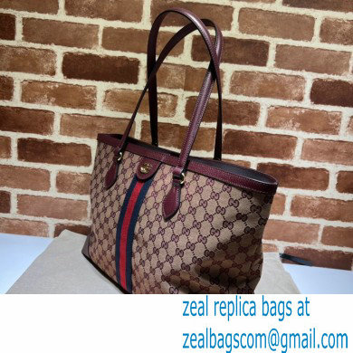 Gucci Ophidia GG Medium Tote Bag 631685 GG Canvas Burgundy 2021 - Click Image to Close