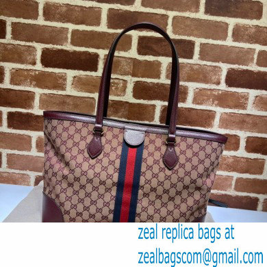 Gucci Ophidia GG Medium Tote Bag 631685 GG Canvas Burgundy 2021 - Click Image to Close