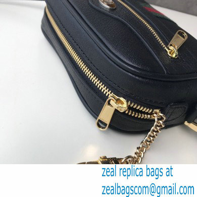 Gucci Ophidia GG Mini Bag with Web 517350 Leather Black 2021 - Click Image to Close