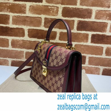 Gucci Ophidia Small Top Handle Bag with Web 651055 GG Canvas Burgundy 2021