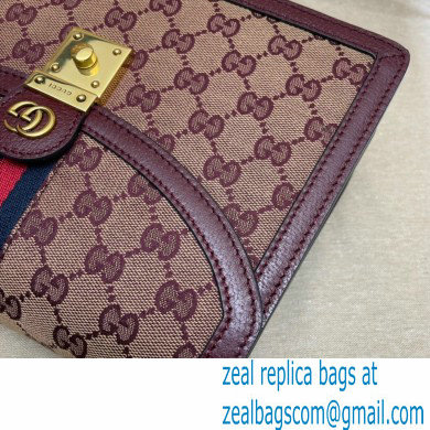 Gucci Ophidia Small Top Handle Bag with Web 651055 GG Canvas Burgundy 2021