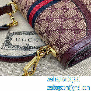 Gucci Ophidia Small Top Handle Bag with Web 651055 GG Canvas Burgundy 2021 - Click Image to Close