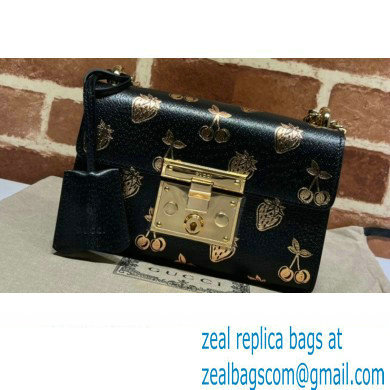 Gucci Padlock Small Berry Shoulder Bag 409487 Leather Black 2021