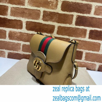 Gucci Small Messenger Bag with Double G and Web 648934 Leather Beige 2021