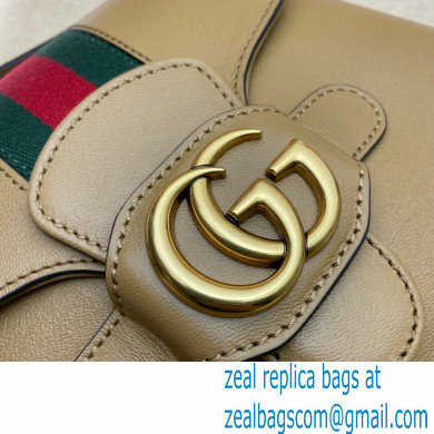 Gucci Small Messenger Bag with Double G and Web 648934 Leather Beige 2021
