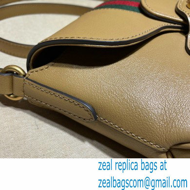 Gucci Small Messenger Bag with Double G and Web 648934 Leather Beige 2021