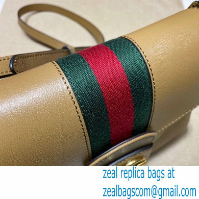 Gucci Small Messenger Bag with Double G and Web 648934 Leather Beige 2021