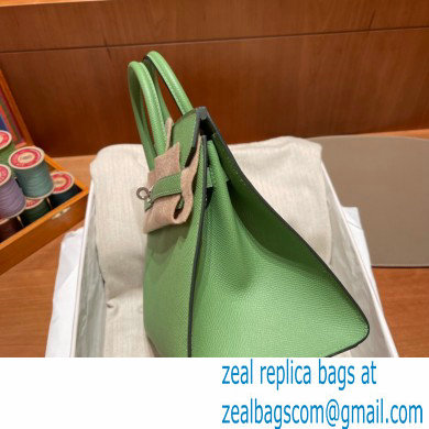 Hermes Birkin 25cm Bag in Original epsom Leather vert criquet with SILVER hardware handmade