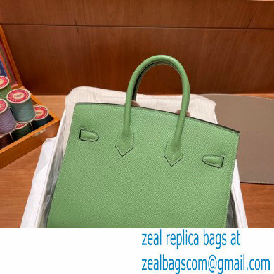 Hermes Birkin 25cm Bag in Original epsom Leather vert criquet with SILVER hardware handmade