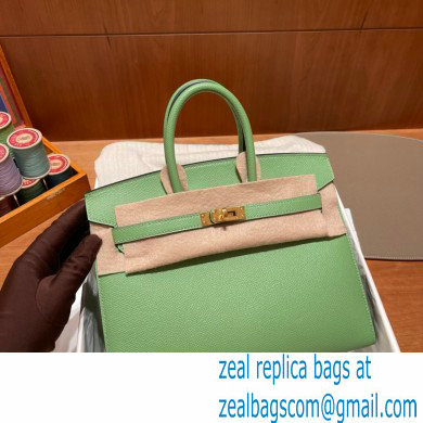 Hermes Birkin 25cm Bag in Original epsom Leather vert criquet with gold hardware handmade - Click Image to Close