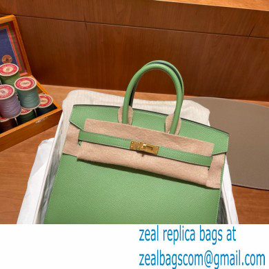 Hermes Birkin 25cm Bag in Original epsom Leather vert criquet with gold hardware handmade