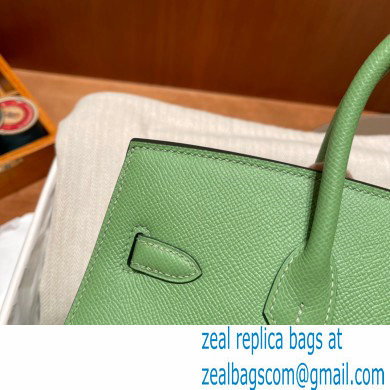 Hermes Birkin 25cm Bag in Original epsom Leather vert criquet with gold hardware handmade