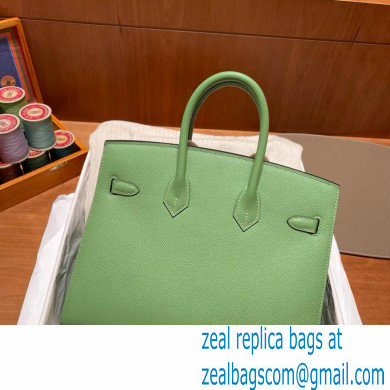 Hermes Birkin 25cm Bag in Original epsom Leather vert criquet with gold hardware handmade