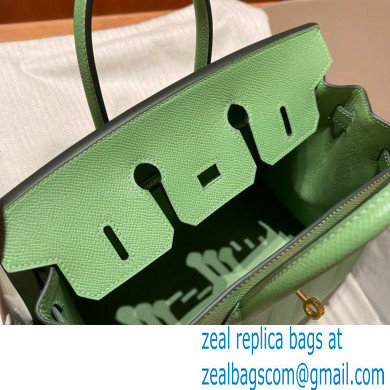 Hermes Birkin 25cm Bag in Original epsom Leather vert criquet with gold hardware handmade